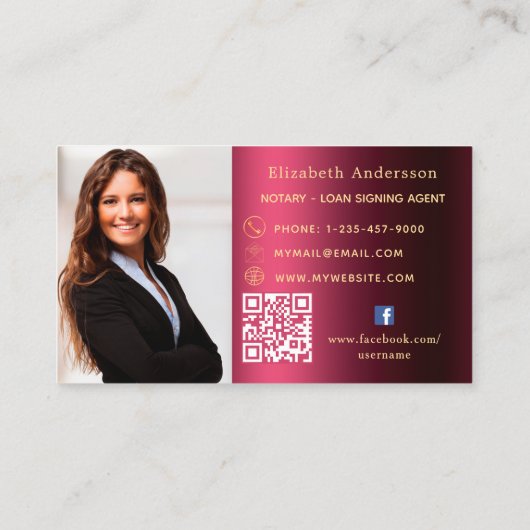 公証人ローン署名業者ブルゴーニュ写真QRロゴ 名刺 (裏面)