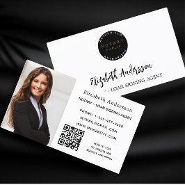 公証人ローン署名業者ホワイトフォトQRロゴ 名刺