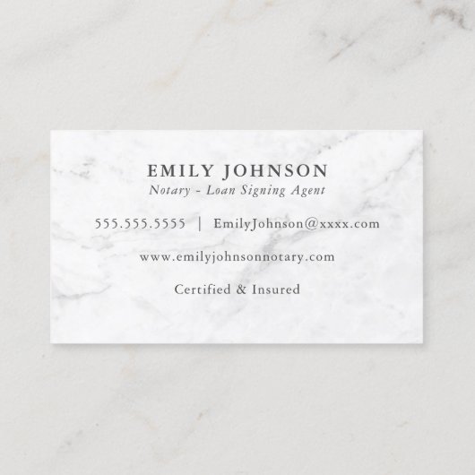 公証人ローン署名業者ホワイト大理石 名刺 (裏面)