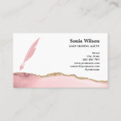 公証人ローン署名業者モダン赤面ピンク写真 名刺 (裏面)