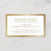 公証人ローン署名業者モダン金ゴールドタイポグラフィ 名刺 (裏面)