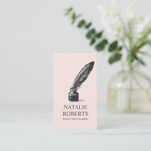 公証人ローン署名業者ヴィンテージクイルペン赤面 名刺 (スタンド正面)