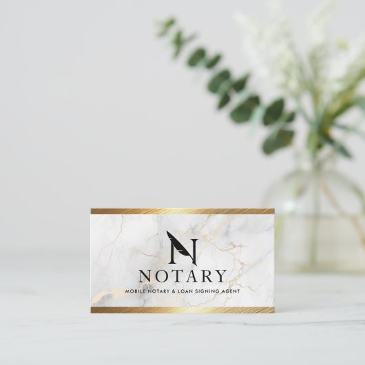 公証人ローン署名業者金ゴールド縁ど大理石 名刺 (スタンド正面)