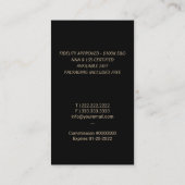 公証人ローン署名業者金ゴールド羽ペン黒 名刺 (裏面)