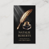 公証人ローン署名業者金ゴールド羽ペン黒 名刺 (正面)