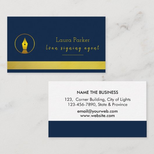 公証人ローン署名業者Nib金ゴールド 名刺 (正面/裏面)