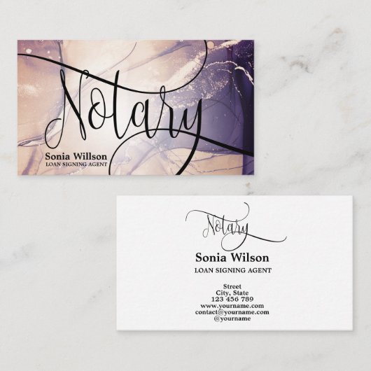 公証人ローン調印代理モダン抽象芸術業 名刺 (正面/裏面)