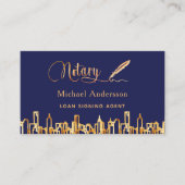 公証人代理人ネイビー金ゴールドスカイラインQRコード写真 名刺 (正面)