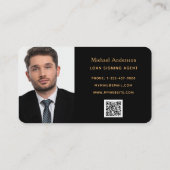 公証人代理人ブラック金ゴールドスカイラインQRコード写真 名刺 (裏面)