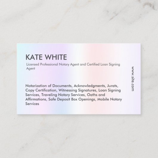 公証人代理人 名刺 (裏面)