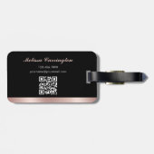 公証人公エレガント会写真ピンクローズ金ゴールドブラック ラゲッジタグ (裏面横)