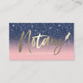 公証人公債代理人ネイビーモダンブルー&ピンク 名刺 (正面)