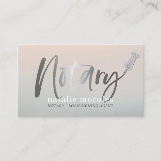 公証人公債募集銀モダンタイポグラフィ 名刺 (正面)