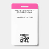 公証人公債署名エージェントの写真IDピンク バッジ (裏面)