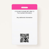 公証人公債署名エージェントの写真IDピンク バッジ (裏面)