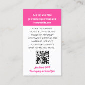 公証人公債署名エージェントの写真IDピンク 名刺 (裏面)