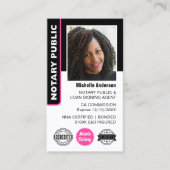 公証人公債署名エージェントの写真IDピンク 名刺 (正面)