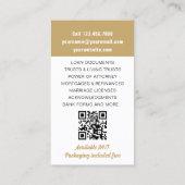 公証人公債署名エージェントの写真ID金ゴールド 名刺 (裏面)