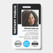 公証人公債署名エージェントの写真ID青 バッジ (正面)