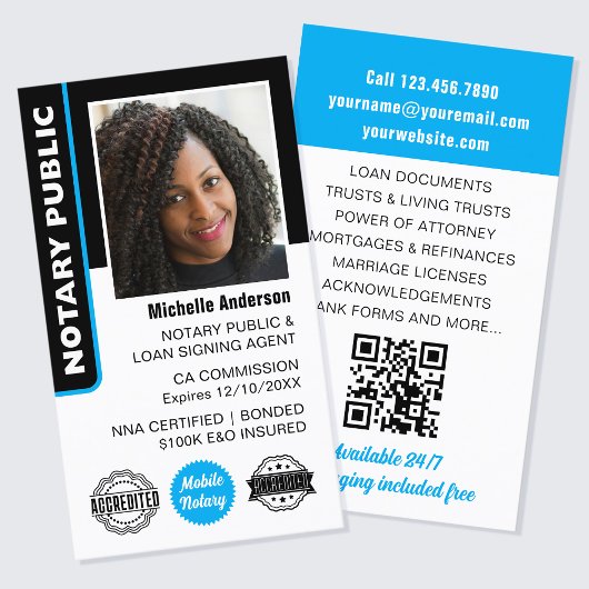 公証人公債署名エージェントの写真ID青 名刺