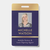 公証人公債署名エージェント従業員の写真ID バッジ (正面)