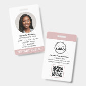 公証人公債署名エージェントIDフォトピンク バッジ (正面＆裏面)