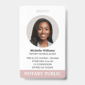 公証人公債署名エージェントIDフォトピンク バッジ (正面)