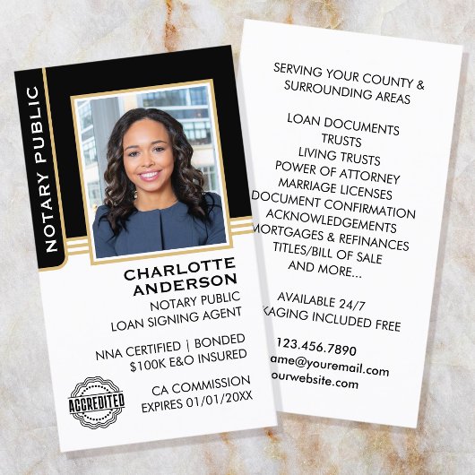 公証人公債署名エージェントIDブラック金ゴールド 名刺