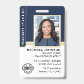 公証人公債署名エージェントIDブルー金ゴールド バッジ (正面)