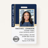 公証人公債署名エージェントIDブルー金ゴールド バッジ (正面)