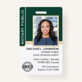 公証人公債署名エージェントID緑の金ゴールド バッジ (正面)