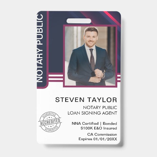 公証人公債署名エージェントID バッジ (Front)