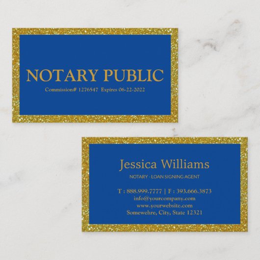 公証人公債署名代理海軍および金ゴールド 名刺 (正面/裏面)