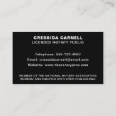 公証人公共のアポスティーレサービスモダンブラック 名刺 (裏面)