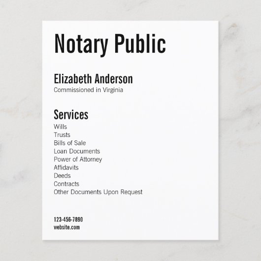 公証人公共のネームサービス電話Webサイトホワイト チラシ (正面)