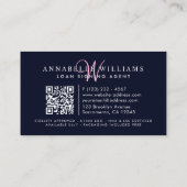 公証人公共の水の色クイル羽毛モノグラム 名刺 (裏面)