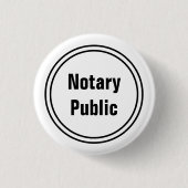 公証人公共の白黒文字テンプレート 缶バッジ (正面)