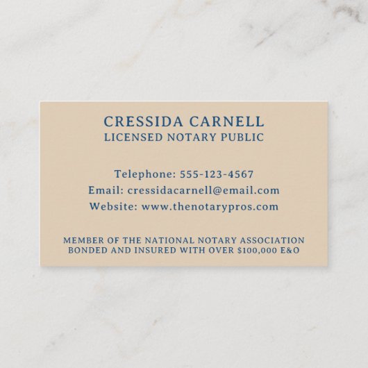 公証人公共アポスティーレサービス自然ボホクイル 名刺 (裏面)