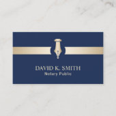 公証人公共ゴールデンペンエレガントネイビーブルー 名刺 (正面)