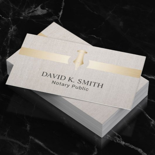 公証人公共ゴールデンペンエレガントリネン 名刺