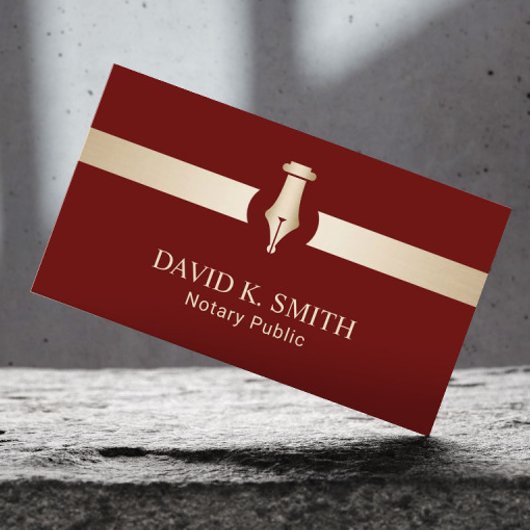 公証人公共ゴールデンペンエレガントレッド 名刺