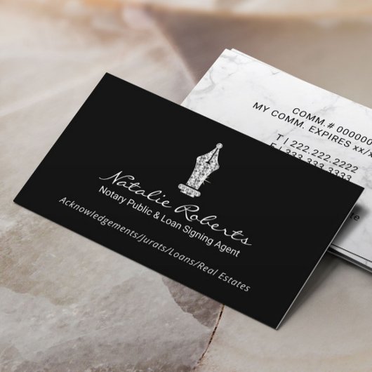 公証人公共ダイヤモンドペンローン署名業者 名刺