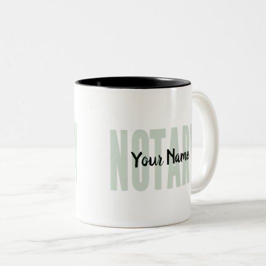 公証人公共フェードグリーンビッグフォントカスタマイズ ツートーンマグカップ (正面右)