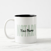 公証人公共フェードグリーンビッグフォントカスタマイズ ツートーンマグカップ (左)