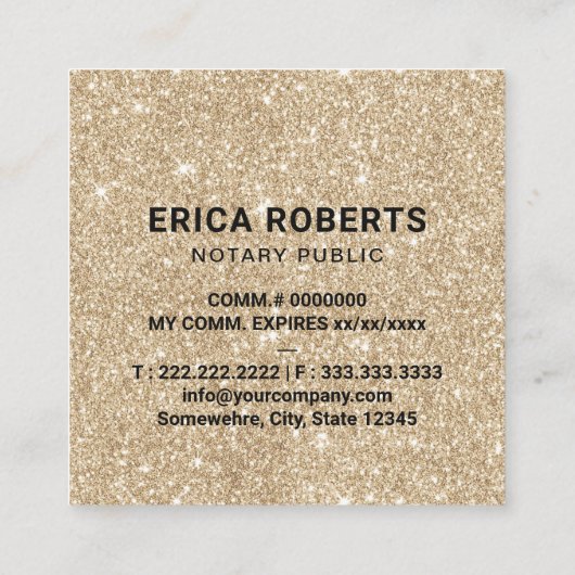 公証人公印モダン金ゴールドグリッター スクエア名刺 (裏面)