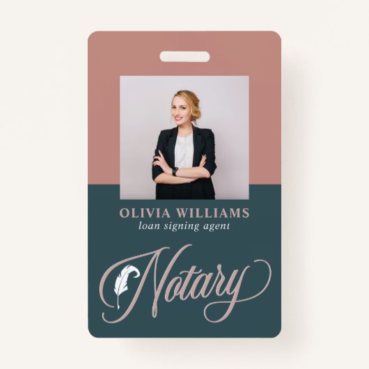 公証人公海軍および赤面ピンクID バッジ (正面)