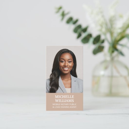 公証人公署写真QRコードベージュ 名刺 (スタンド正面)