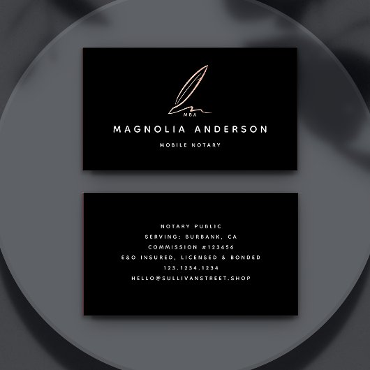 公証人公署名代理人バラ金箔クイル 名刺