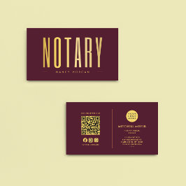 公証人公署名代理人ロゴBurgundy & 金ゴールド 名刺