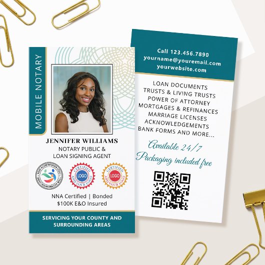 公証人公認写真QRコードティール（緑がかった色） 名刺